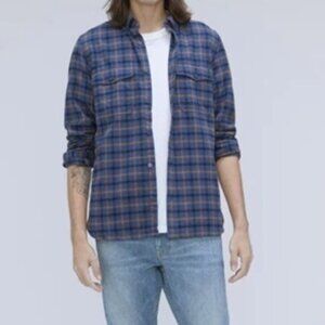 Everlane Men The Brushed Flannel Long Sleeve Shirt Blue Plaid S